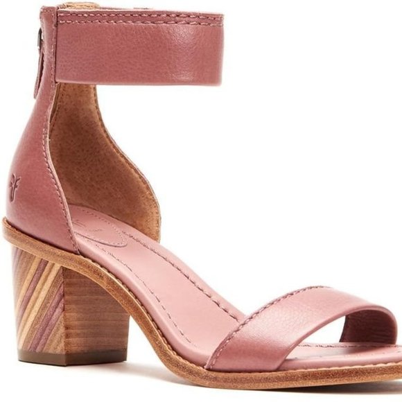 Frye Mauve Pink Brielle Zip Cute Block Ankle Heels - Picture 6 of 9